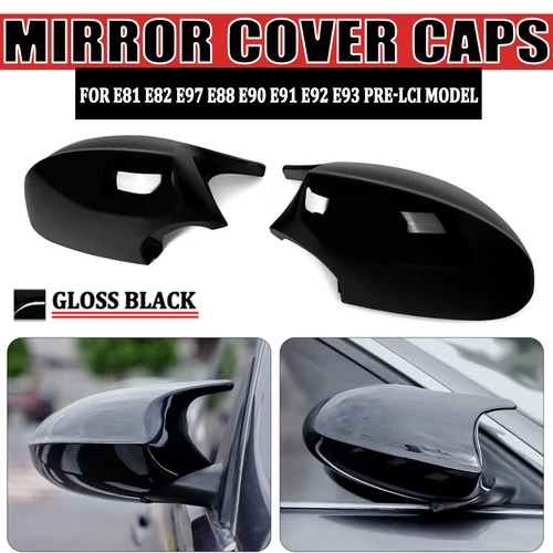 For BMW Pre-Facelifted E90 E91 E82 M3 Style Gloss Black Side Mirror Cover Caps