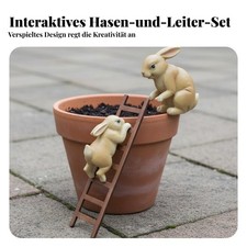 Kletternde Hasenfiguren Niedliches Design Hasenfiguren Set mit Leiter Langlebig