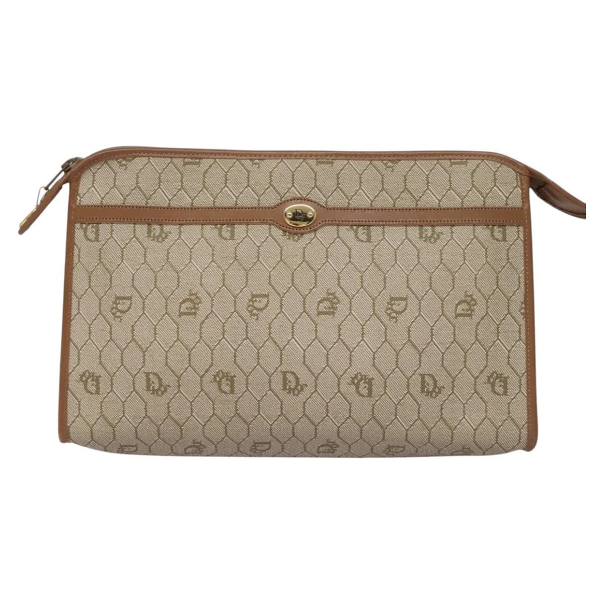 Sac pochette toile beige nid d'abeille Dior authentique