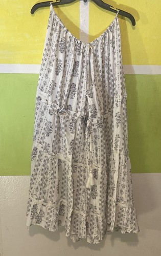 NWT Torrid Festival Halter Drawstring Dress 1X Beatrice Stamp Border White 14-16