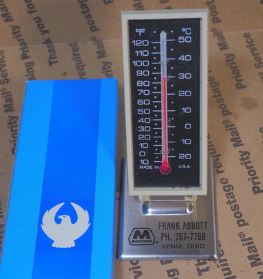 Frank Abbott Marathon Xenia Ohio Gas station  Advertising Stand Up Thermometer