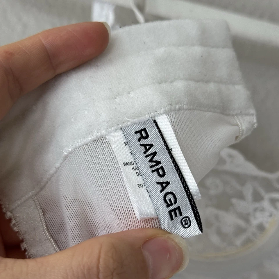 Sexy corsé coqueta babydoll blanco transparente lencería bustier de malla de encaje talla XS Foto 4 de 4