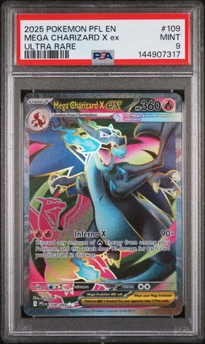 2025 POKEMON PFL EN-PHANTASMAL FLAMES ULTRA RARE #109 MEGA CHARIZARD X EX PSA 9
