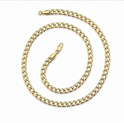 26 Men Gold Plated 6mm  Miami  Curb/Cuban Link Necklace  Buy One Get One Free