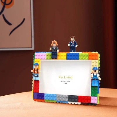 MOC DIY Foto Baustein Rahmen Bühne Spielzeug Kombination Foto Wand Deko