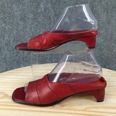 Cole Haan Sandals Womens 7.5 AA Mules Slip On Casual Comfort Block Heels Red