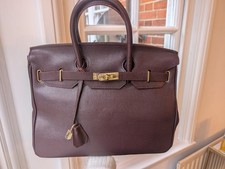 Angelo Carbotti Dark Purple/Raisin Handbag With Golden Hardware