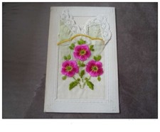 Embroidered No. 24915 Pink Flowers And Green Fabrics