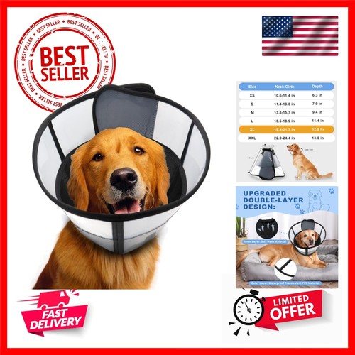 Soft Dog Cone for Dogs After Surgery, Breathable Pet Recovery Collar for Larg...