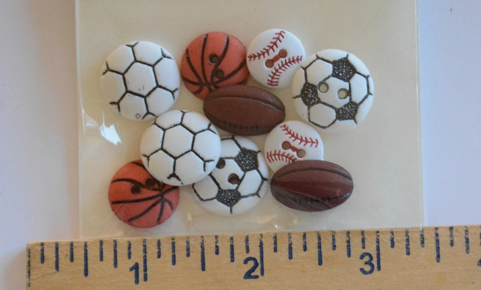 Sports / Flat Back Craft Buttons / Buttons Galore / Soccer ~ Football ~ Baseball - Image 3 of 3
