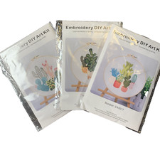 3 PC Cactus Embroidery Stamped Kit Choice of Colors