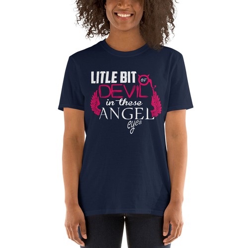 little bit of devil in these angel eyes T-shirt Women gift for girlfriend love - Picture 4 of 8