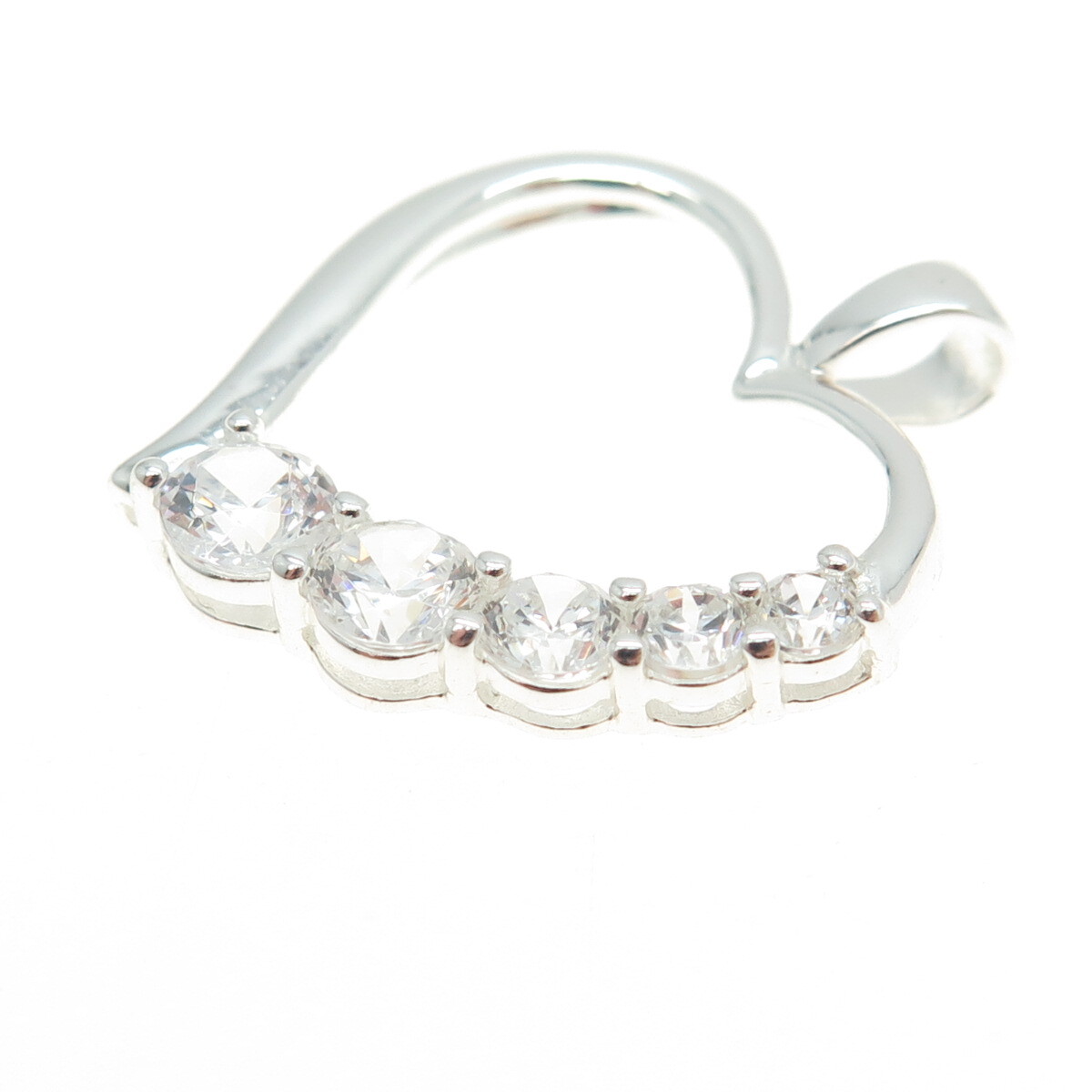 HAN 925 Sterling Silver Round-Cut C Z Heart Pendant View 5