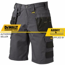 DeWalt Mens Grey Rip Stop Cargo Holster Pocket Work Shorts Double Stitched Pro