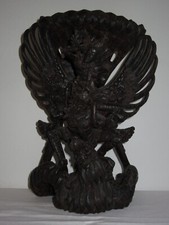 SRI VISHNU GARUDA HOLZ SCHNITZEREI SCHLANGE DRACHE BALI EBENHOLZ EBONY ANTIK ALT