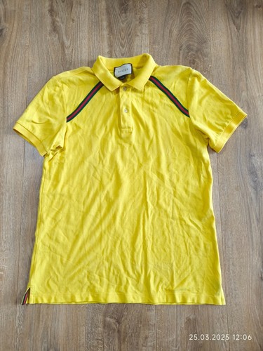 Men's VTG GUCCI Polo Shirt Yellow Short Sleeve Shirt Size M/L - Picture 22 of 22