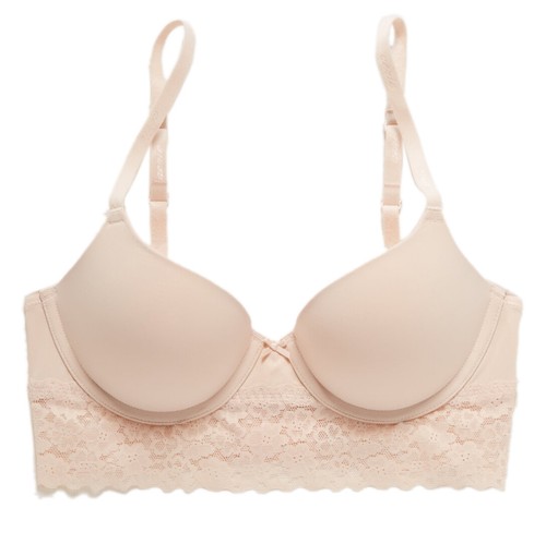 AERIE American Eagle Real Happy Demi Push Up Bra, Buff, Size 34C, 8975-3