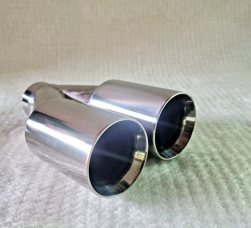 4" OD Twin PAIR acoustic tip Straight Tailpipe 2.5" ID trim SVR S8 A8 Golf R - Picture 4 of 4