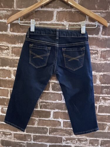 NWT GAP KIDS GIRLS 6 CARPI JEANS DENIM DARK BLUE VERY DARK GOLD TOPSTITCHING - Picture 3 of 3