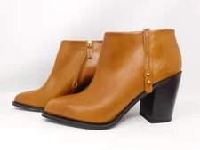 Franco Sarto Women's Boots SZ 10 Vivica Ankle Booties Tan Square Toe Block Heel