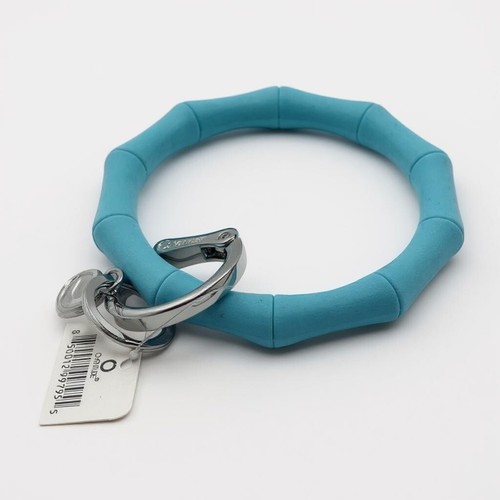 OVENTURE NWT Blue Bamboo Silicone Silver Tone Keyring Key Ring - Picture 3 of 4