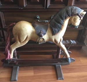 antique rocking horse with real horse hair
