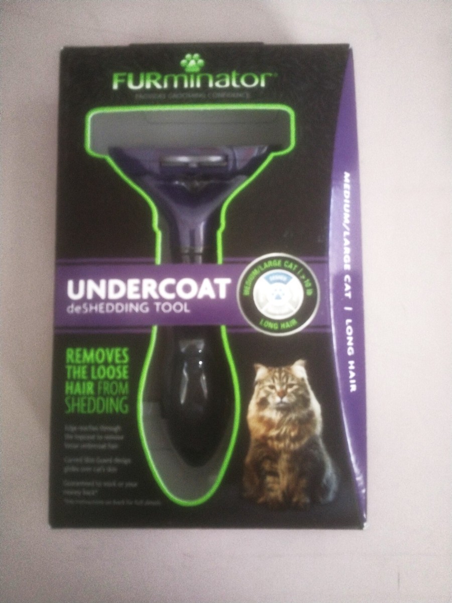 FURminator Long Hair Deshedding Tool for Cats Purple, Large (P