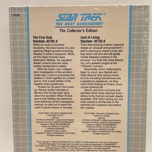 Star Trek Next Generation VHS First Duty And Cost Of Living -New - Picture 3 of 12