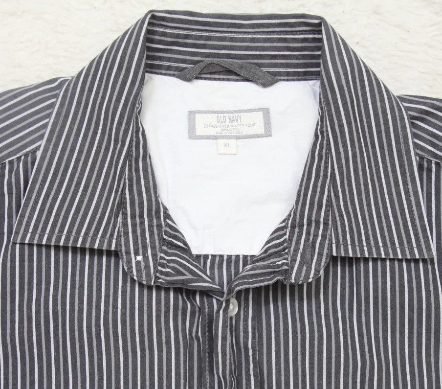 Camisa de Vestir Antigua Azul Marino Bolsillo Azul Gris XL Extra Grande Manga Larga Algodón Hombres 1-50 Foto 3 de 4