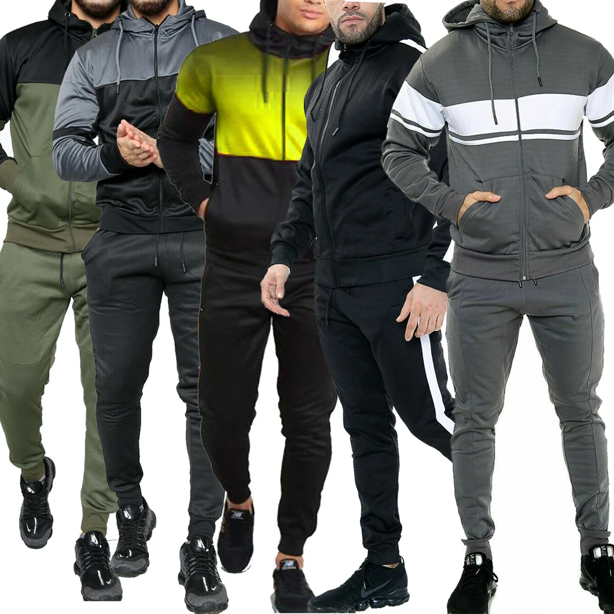 ASTHON Mens Slim Fit Hoodie Tracksuit Top Bottom Joggers Set Hooded CLEARANCE