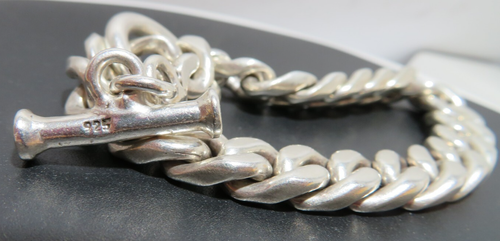 .925 STERLING SILVER MEN'S CUBAN LINK TOGGLE BRACELET 8.25" 9.80 MM WIDE 59.09gr - Picture 2 of 8