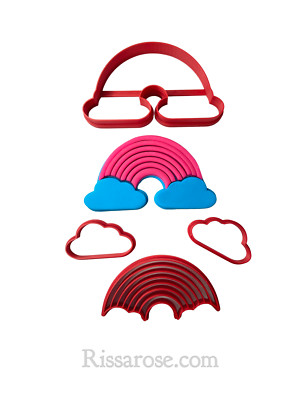 Rainbow fondant cutter kit rainbow cookie cake cloud 7 colours