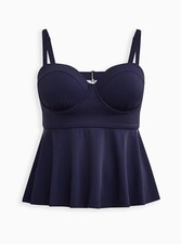 Torrid Peplum Underwire Swim Top Blue Plus Size 2X DD/F H41522
