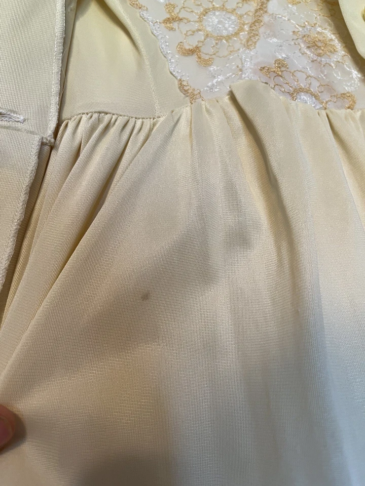 Hecho en EE. UU. Lencería Nancy King Largo Peignoir Conjunto Vestido Bata Bordada Encaje Nylon Foto 4 de 4