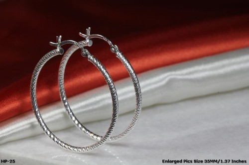 ORECCHINI A CERCHIO LEGGERI ROTONDI IN ARGENTO STERLING 925 35MM 1,37" NUOVI - Foto 2 di 3