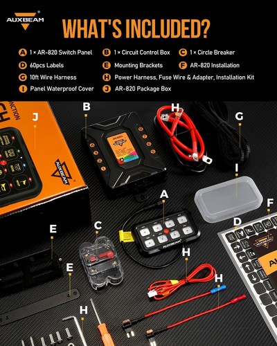 AUXBEAM 8 Gang AR-820 RGB Bluetooth APP Multifunción Interruptor Panel Sistema de Relé - Imagen 9 de 9