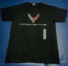 CORVETTE C8, T-SHIRT, LARGE, BLACK W/C8 FLAG EMBLEM, TOP QUALITY NEW T-SHIRT!