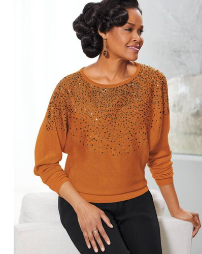 Ashro Orange Shonda Sequin Fall Holiday 