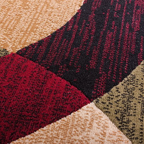Dulcet Bingo Modern Geometric Area Rug 2'3" x 7'3" Runner Red - Picture 4 of 6