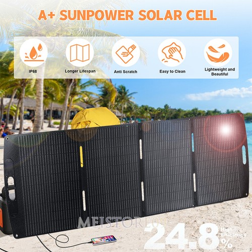 200W Watt 12V Portable Foldable Solar Panel Kit Camping Charger Power Station RV