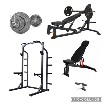 Rack Powertec Strength Weight Bench Gym Equipment, Bench, Half