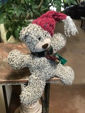 Russ Berrie Co Christmas Bear CORDY Textured Stuffed Plush Cuorduroy Hat NWT