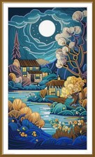 Bead Embroidery Kit DIY night houses Bead needlepoint Bead stitching Beadwork