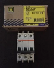 New Square D Merlin Gerin 60180 Multi 9 C60 20A 3P 240V Mini Circuit Breaker