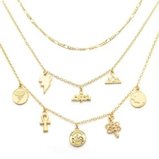 Official DC Comics Warner Bros Authorized BLACK ADAM GOLD PLATED TIERED NECKLACE