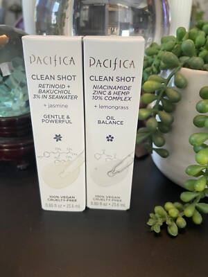 Set Of 2 Pacifica Clean Shot Oil Balance & Gentle & Powerful - New .80oz