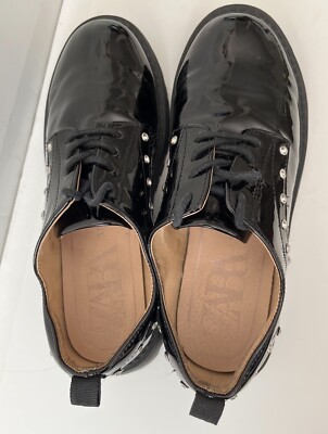Zara Patent Shoes Women's Size EU 37 (US 6.5) Black Jewel