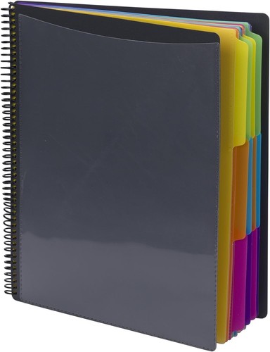 24 Pocket Poly Project Organizer, 1/3-Cut Tab, Letter Size, Gray with Bright ... - Picture 2 of 6