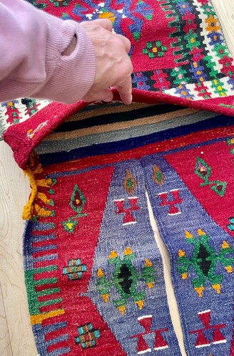 Vintage Kilim Saddle Horse Bag Made By Nomads. - Picture 2 of 10