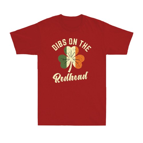 Dibs On The Redhead Irish St Patrick's Day Shamrock Vintage Men's T-Shirt - Picture 6 of 10